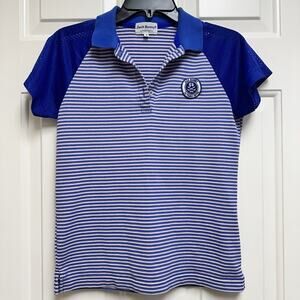 Pearly Gates Golf Jack Bunny Japanese Shirt Size 1 Blue Pink Stripe Collar ATHL